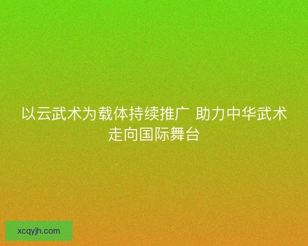 以云武术为载体持续推广 助力中华武术走向国际舞台